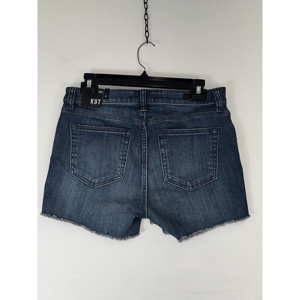 KUT From The Kloth Gigi Shorts Womens 4 Blue High Rise Distressed Cutoff Denim - Picture 2 of 7